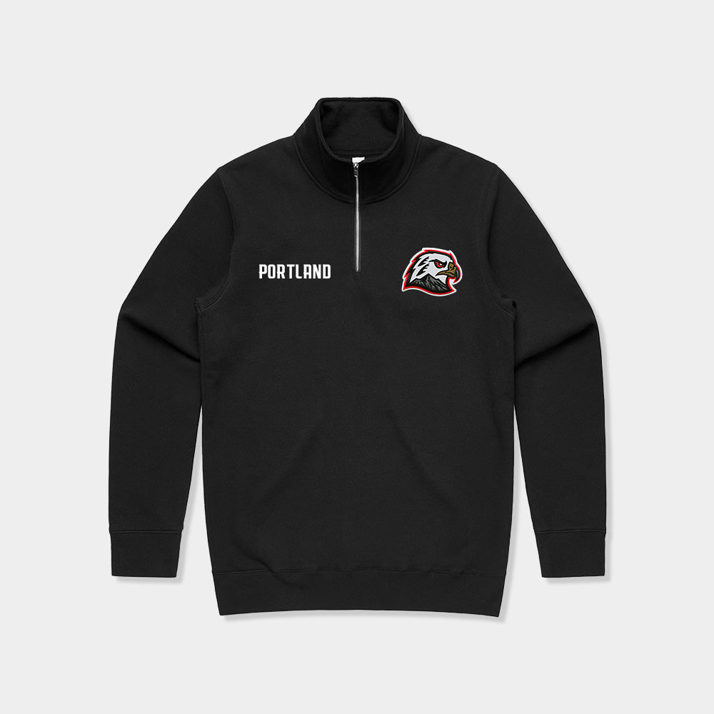 Hawk Head Crest Quarter Zip - Black