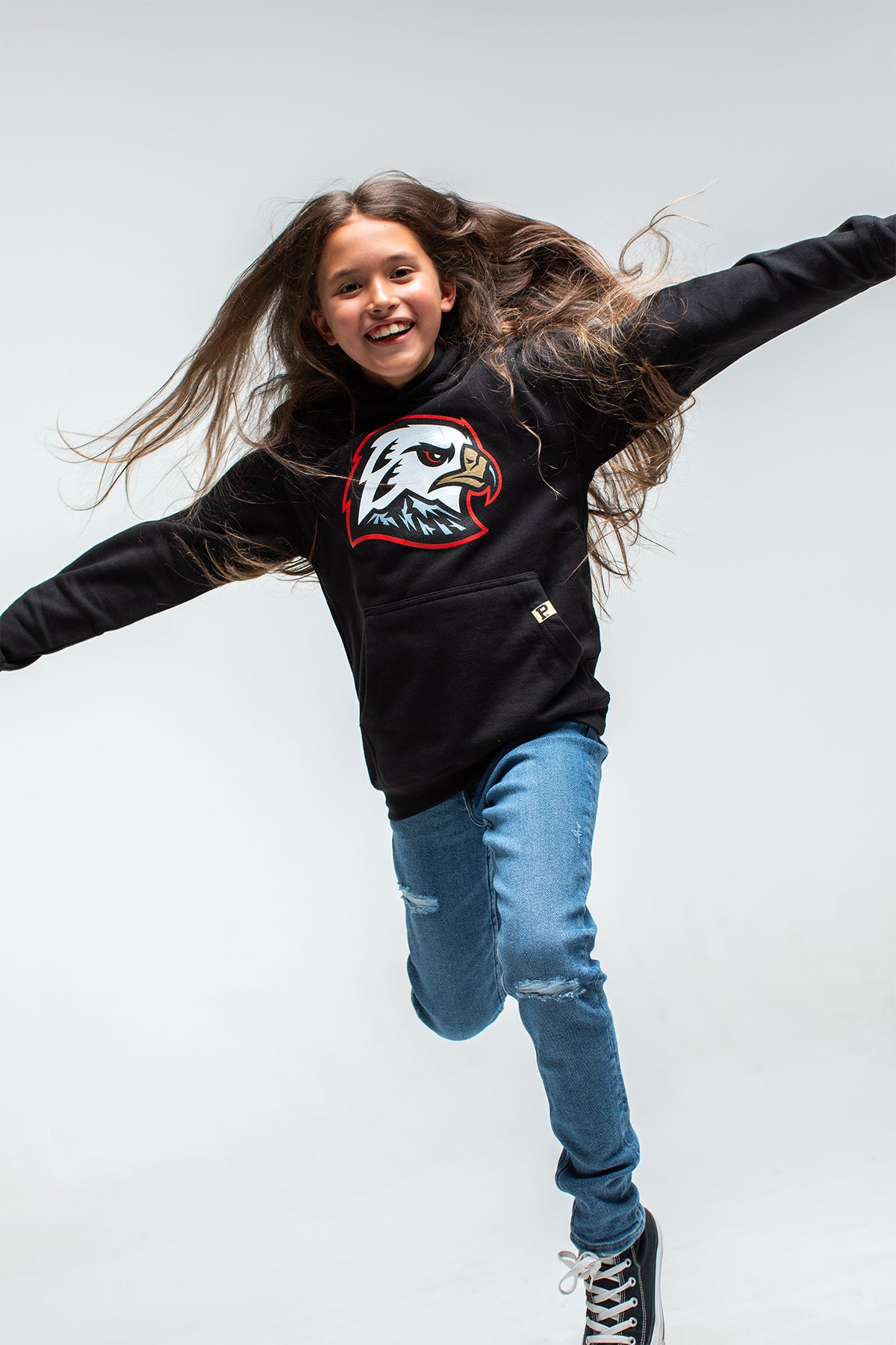 Youth Hawk Head Hoodie - Black